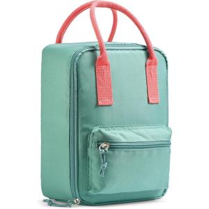 imageFit ampamp Fresh Connor Kids Lunch Tote Versatile Thermal Insulated Lunch Box for School and Camp Adult Lunch Bag with Front Zip Pocket RedSeafoam Green