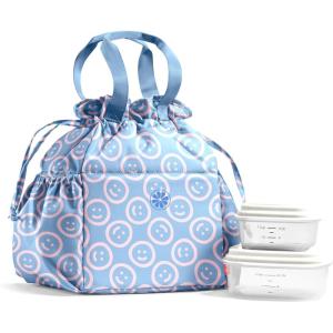 imageFit ampamp Fresh Cromwell Drawstring Lunch Bag for Women Complete Lunch Set with 2 Containers StainResistant LeakResistant Back to School Essential Teacher Lunchbox Sage Floral ToileBubble Gum