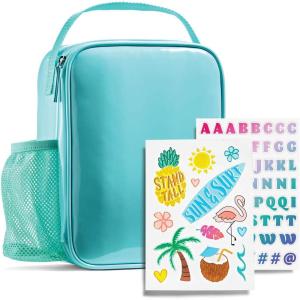imageFit ampamp Fresh DIY Sticker Lunch Bag For Kids Insulated Lunch Box For Kids Boys ampamp Girls With 3 Matching Snack Containers ampamp 2 Sticker Sets School Lunch Box BlackLight Blue