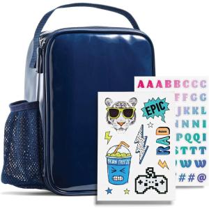 imageFit ampamp Fresh DIY Sticker Lunch Bag For Kids Insulated Lunch Box For Kids Boys ampamp Girls With 3 Matching Snack Containers ampamp 2 Sticker Sets School Lunch Box BlackNavy