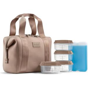 imageFit ampamp Fresh Neoprene Lunch Bag For Women Insulated Womens Lunch Bag For Work Tear ampamp Stain Resistant Large Lunch Box For Women With Containers and Ice Machine Washable Remi Bag Dark ChocolateTaupe