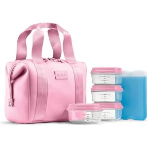 imageFit ampamp Fresh Neoprene Lunch Bag For Women Insulated Womens Lunch Bag For Work Tear ampamp Stain Resistant Large Lunch Box For Women With Containers and Ice Machine Washable Remi Bag Dark ChocolatePink