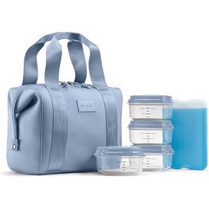 imageFit ampamp Fresh Neoprene Lunch Bag For Women Insulated Womens Lunch Bag For Work Tear ampamp Stain Resistant Large Lunch Box For Women With Containers and Ice Machine Washable Remi Bag Dark ChocolateBlue