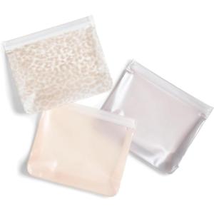 imageFit ampamp Fresh Reusable PEVA Storage Bags 3 Pack Reusable Food Storage Bags LeakProof Bag Durable Reusable Sandwich Bags Freezer Safe Bags Hand Wash Easy to Clean EcoFriendly Pink BowsIvory Feline Fine