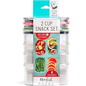 imageFit ampamp Fresh Small Plastic Containers With Lids 4 oz Snack Containers for Adults and Kids Reusable Leakproof Dressing and Condiment Containers Multicolor 5PK Light2 Cup
