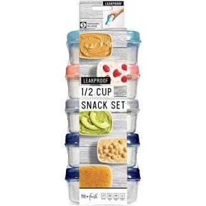 imageFit ampamp Fresh Small Plastic Containers With Lids 4 oz Snack Containers for Adults and Kids Reusable Leakproof Dressing and Condiment Containers Multicolor 5PK Light12 Cup