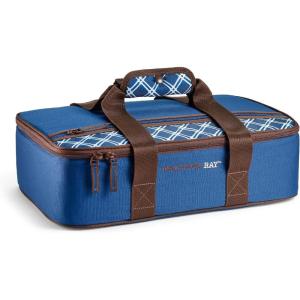 imageRachael Ray Lasagna Lugger Thermal Insulated Casserole Carrier for Hot or Cold Food Lugger Tote for Potluck Parties Picnic and Cookouts Fits 9quot x 13quot Baking DishBlue Plaid