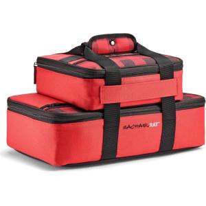 imageRachael Ray Lugger Duo Insulated Casserole Carrier for Hot or Cold Food Thermal Lasanga Lugger Tote for Potluck Parties Picnic and Cookouts Fits 9quot x 13quot Baking Dish Slate StripeRed Buffalo