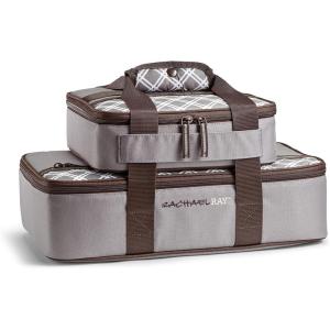 imageRachael Ray Lugger Duo Insulated Casserole Carrier for Hot or Cold Food Thermal Lasanga Lugger Tote for Potluck Parties Picnic and Cookouts Fits 9quot x 13quot Baking Dish Slate StripeSea Salt Grey