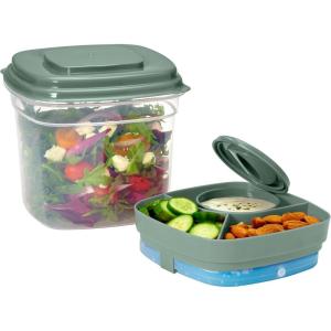 imageRachael Ray Soup ampamp Sandwich Container For Lunch Hot Soup Lunch Container For Adults Reusable Soup Bowl With Container For Sandwich or Toppings Includes Removable Ice Pack Hot or Cold Food StorageDeluxe Salad Set  Green