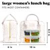 imageFit ampamp Fresh Bloomington Lunch Bag for Women  Insulated Large Lunch Box for Work with Containers LeakResistant StainResistant Zipper Closure All Smiles Bubble GumFeline Fine Ivory