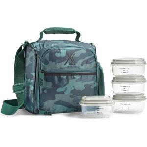 imageFit ampamp Fresh BREE Meal Prep Lunch Box With Containers Ice Pack and Shaker Bottle For Men and Women 6pc Meal Prep Kit Lunch Bag With Containers Included NavyCamo Pine