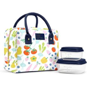 imageFit ampamp Fresh Bloomington Lunch Bag for Women  Insulated Large Lunch Box for Work with Containers LeakResistant StainResistant Zipper Closure All Smiles Bubble GumFruit Print