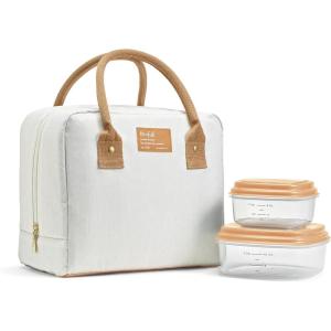 imageFit ampamp Fresh Bloomington Lunch Bag for Women  Insulated Large Lunch Box for Work with Containers LeakResistant StainResistant Zipper Closure All Smiles Bubble GumIvory