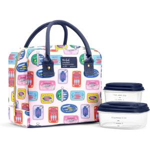 imageFit ampamp Fresh Bloomington Lunch Bag for Women  Insulated Large Lunch Box for Work with Containers LeakResistant StainResistant Zipper Closure All Smiles Bubble GumAssorted Sardines
