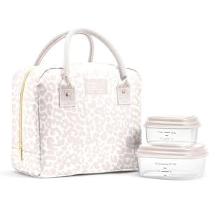 imageFit ampamp Fresh Bloomington Lunch Bag for Women  Insulated Large Lunch Box for Work with Containers LeakResistant StainResistant Zipper Closure All Smiles Bubble GumFeline Fine Ivory