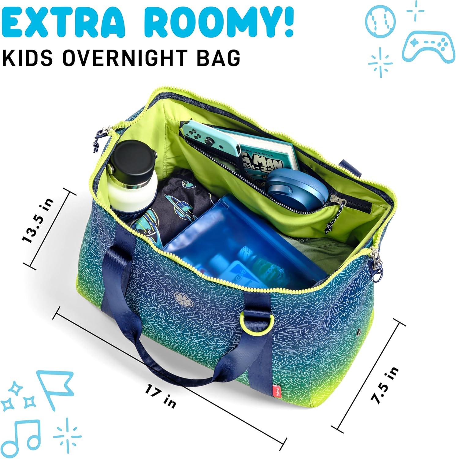 imageFit ampamp Fresh Junior Duffel Bag For Kids Premium NeopreneLike Material Small Duffle Dance ampamp Sports Bag WeekenderBlue Green