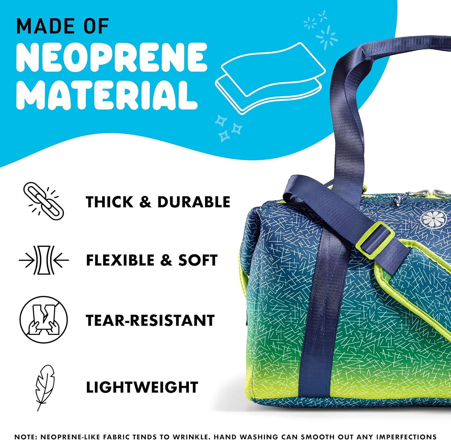 imageFit ampamp Fresh Junior Duffel Bag For Kids Premium NeopreneLike Material Small Duffle Dance ampamp Sports Bag WeekenderBlue Green
