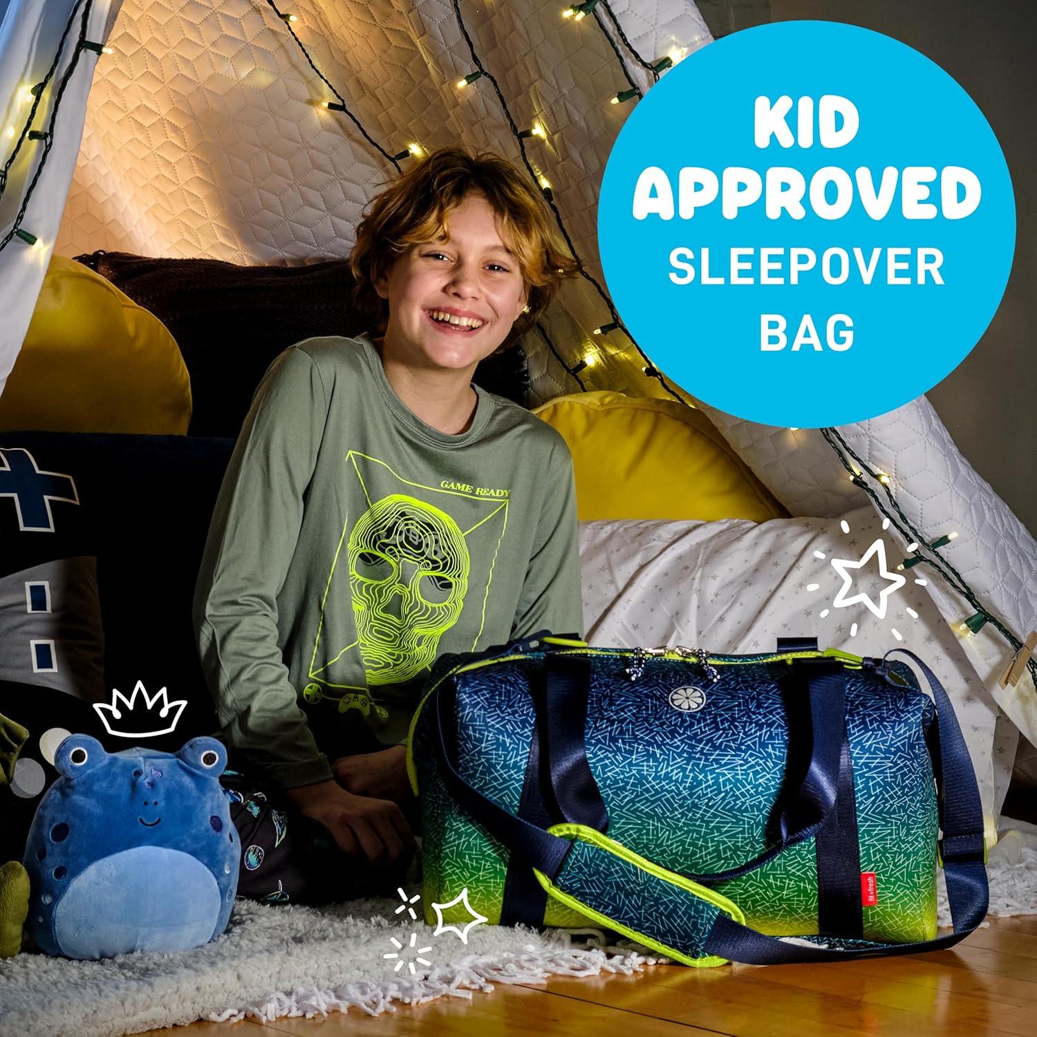 imageFit ampamp Fresh Junior Duffel Bag For Kids Premium NeopreneLike Material Small Duffle Dance ampamp Sports Bag WeekenderBlue Green