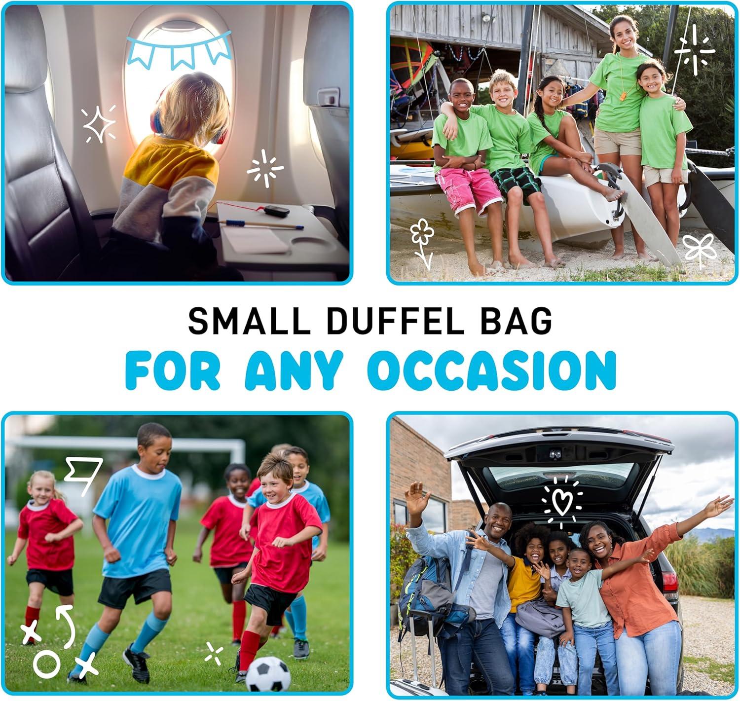 imageFit ampamp Fresh Junior Duffel Bag For Kids Premium NeopreneLike Material Small Duffle Dance ampamp Sports Bag WeekenderBlue Green