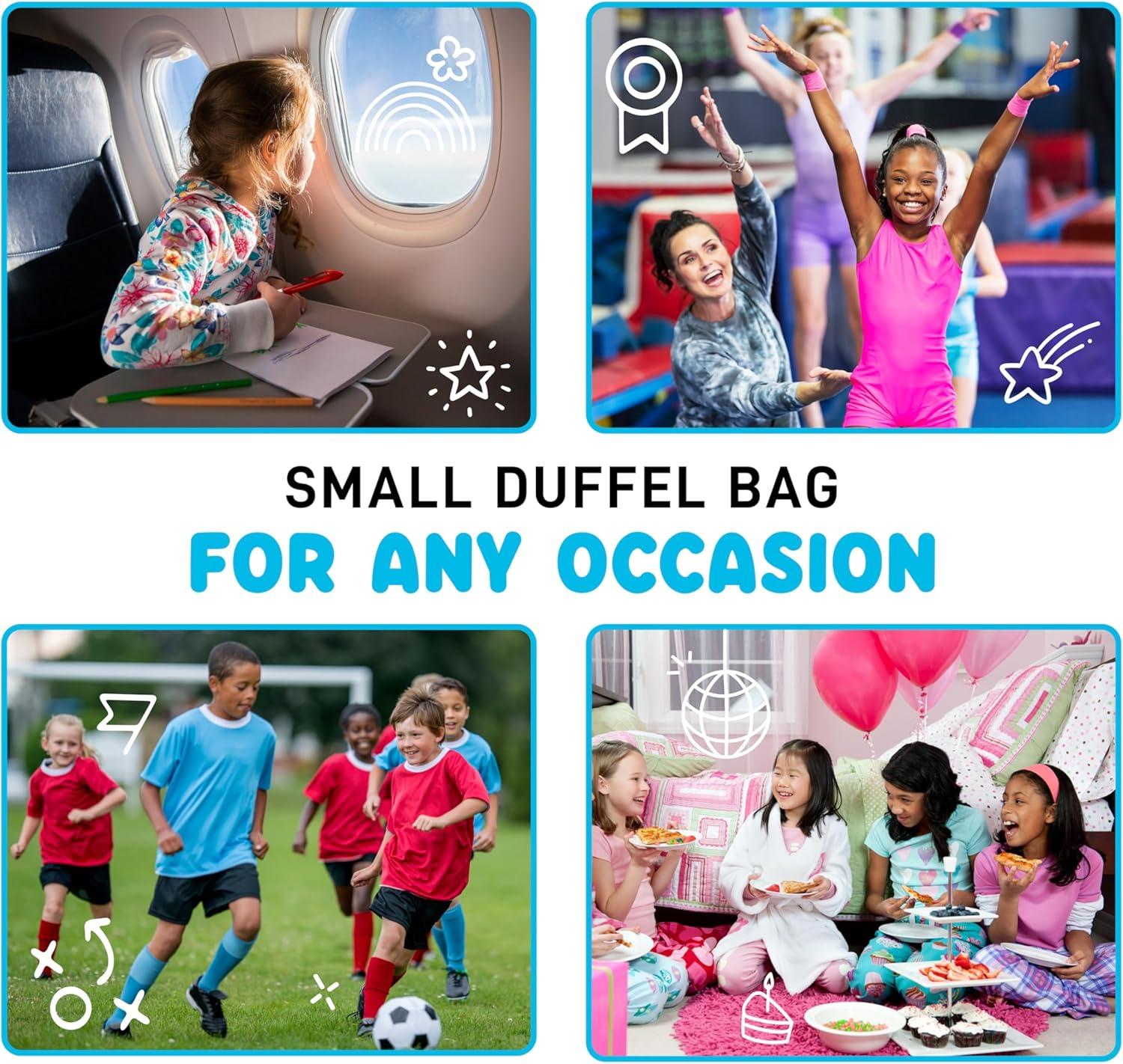 imageFit ampamp Fresh Junior Duffel Bag For Kids Premium NeopreneLike Material Small Duffle Dance ampamp Sports Bag WeekenderPink Purple