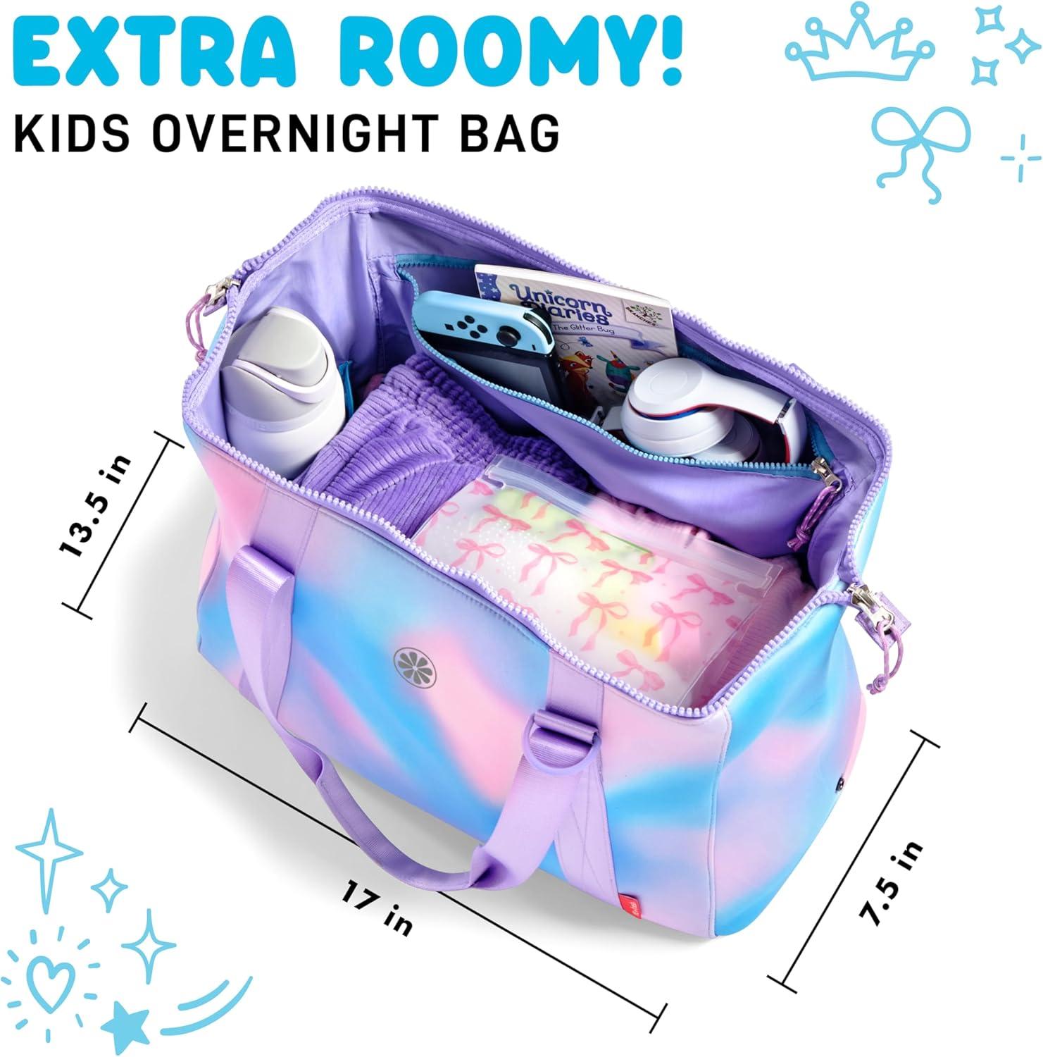 imageFit ampamp Fresh Junior Duffel Bag For Kids Premium NeopreneLike Material Small Duffle Dance ampamp Sports Bag WeekenderPink Purple