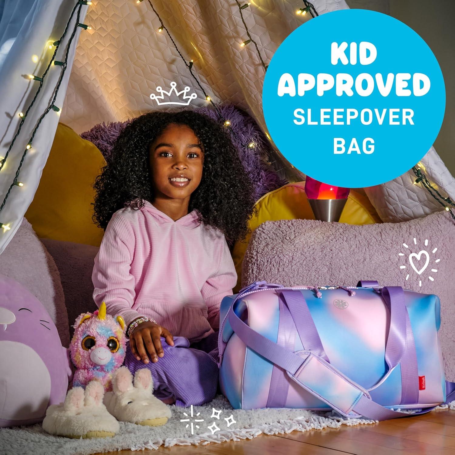 imageFit ampamp Fresh Junior Duffel Bag For Kids Premium NeopreneLike Material Small Duffle Dance ampamp Sports Bag WeekenderPink Purple