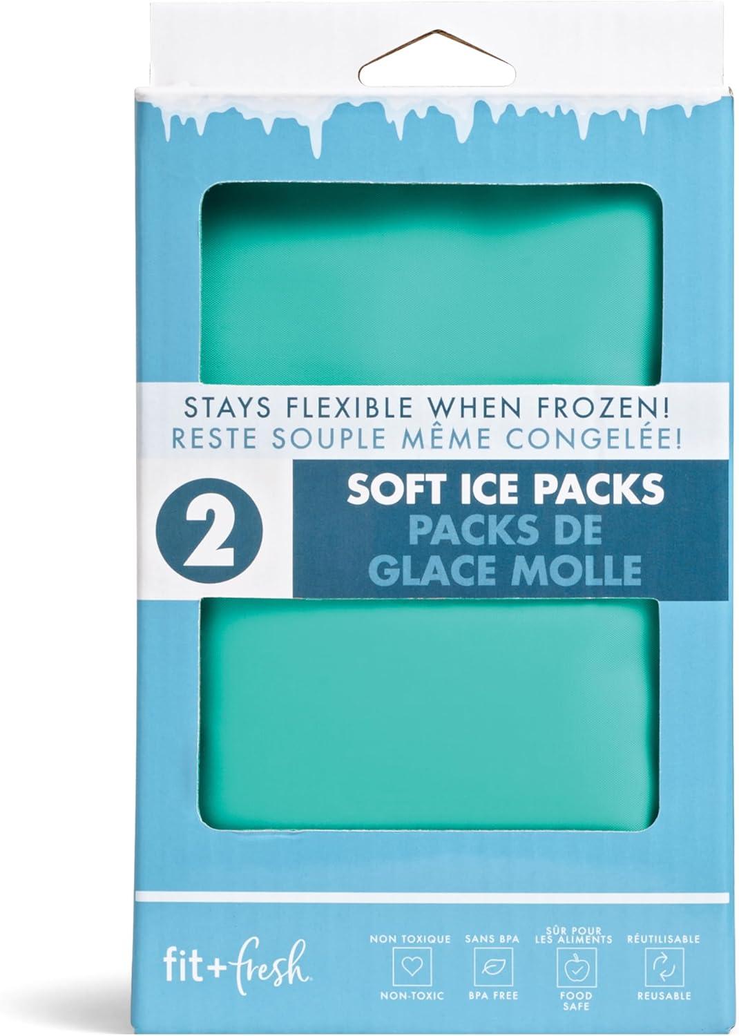 imageFit ampamp Fresh Cool Coolers 2 Pack Soft Ice for Lunch Bags Flexible Stretch Nylon Durable Reusable Lunch Box Ice Packs Soft Ice Reusable Freezer Packs Lunch Ice Easy to Clean Taupe CheckerboardTeal
