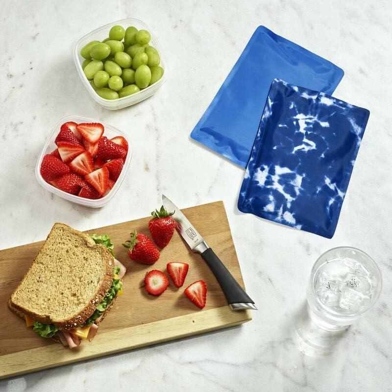 imageFit ampamp Fresh Cool Coolers 2 Pack Soft Ice for Lunch Bags Flexible Stretch Nylon Durable Reusable Lunch Box Ice Packs Soft Ice Reusable Freezer Packs Lunch Ice Easy to Clean Taupe CheckerboardBlue Tie Dye