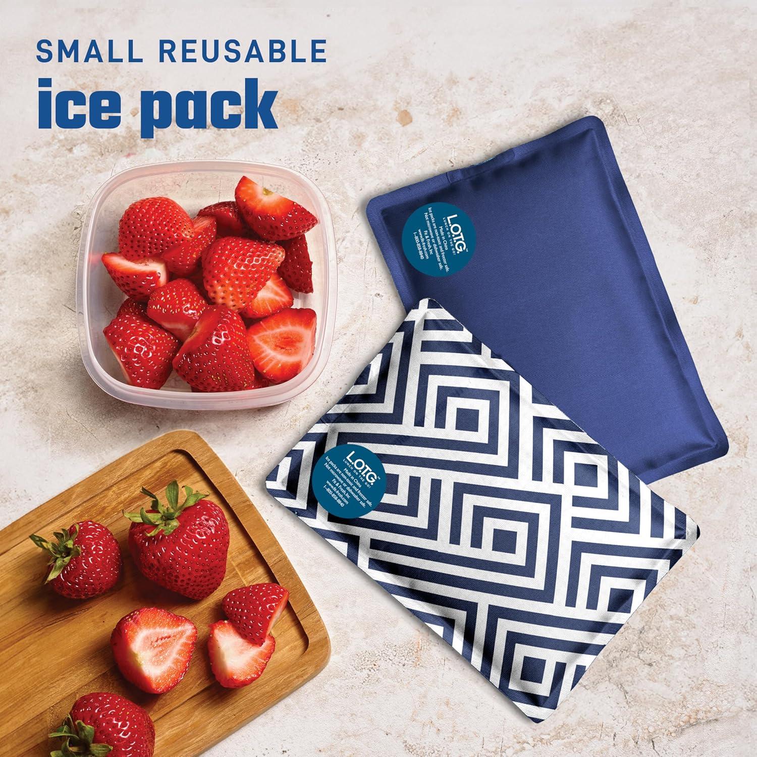 imageFit ampamp Fresh Cool Coolers 2 Pack Soft Ice for Lunch Bags Flexible Stretch Nylon Durable Reusable Lunch Box Ice Packs Soft Ice Reusable Freezer Packs Lunch Ice Easy to Clean Taupe CheckerboardBlue
