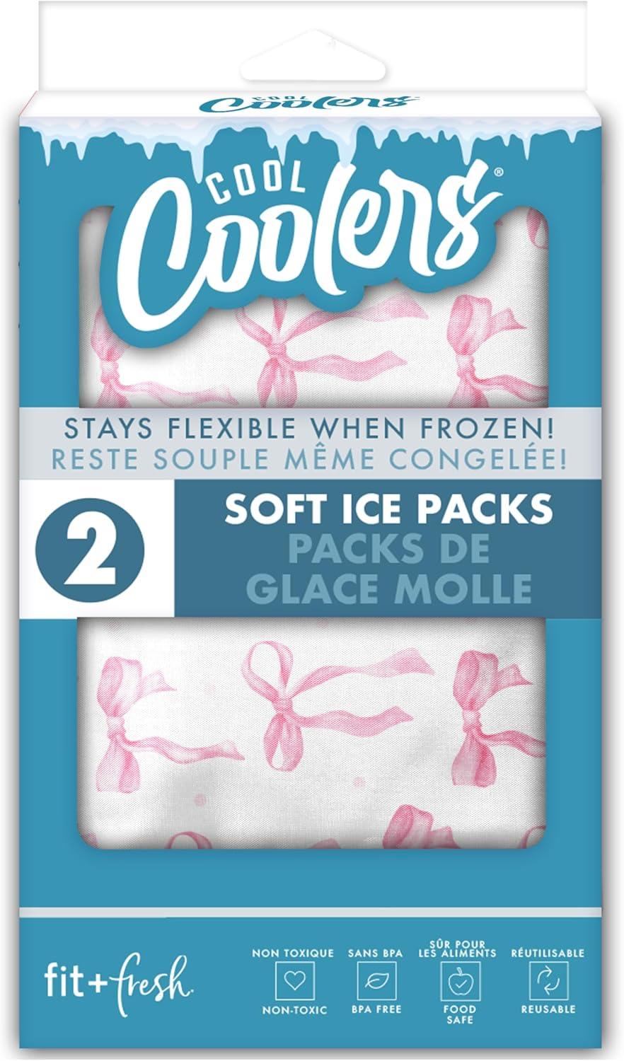 imageFit ampamp Fresh Cool Coolers 2 Pack Soft Ice for Lunch Bags Flexible Stretch Nylon Durable Reusable Lunch Box Ice Packs Soft Ice Reusable Freezer Packs Lunch Ice Easy to Clean Taupe CheckerboardPink Bows