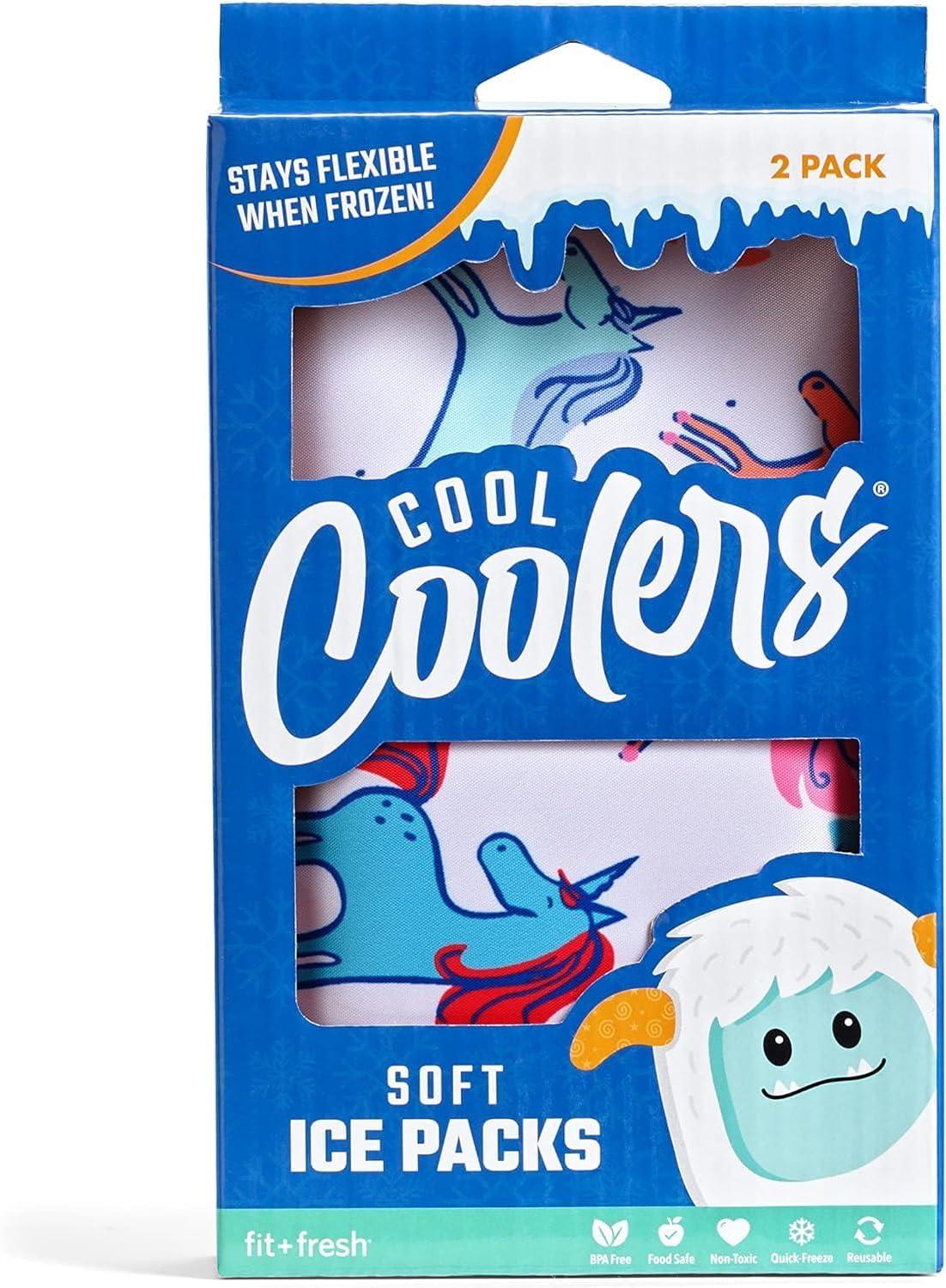 imageFit ampamp Fresh Cool Coolers 2 Pack Soft Ice for Lunch Bags Flexible Stretch Nylon Durable Reusable Lunch Box Ice Packs Soft Ice Reusable Freezer Packs Lunch Ice Easy to Clean Taupe CheckerboardUniorn Stripes