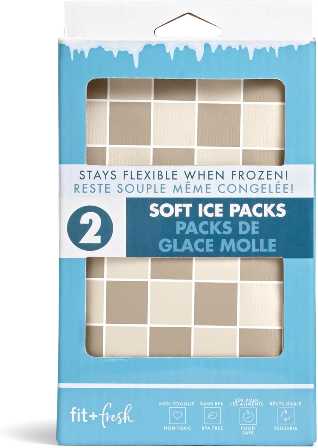 imageFit ampamp Fresh Cool Coolers 2 Pack Soft Ice for Lunch Bags Flexible Stretch Nylon Durable Reusable Lunch Box Ice Packs Soft Ice Reusable Freezer Packs Lunch Ice Easy to Clean Taupe CheckerboardTaupe Checkerboard