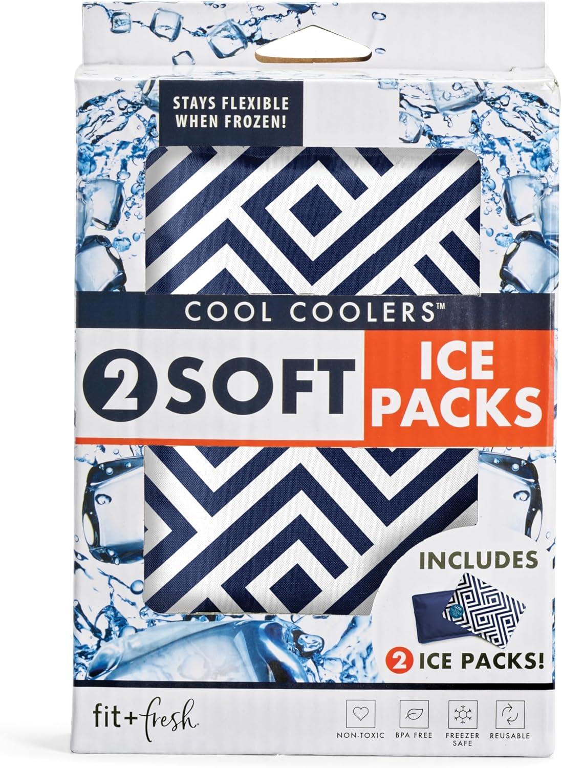 imageFit ampamp Fresh Cool Coolers 2 Pack Soft Ice for Lunch Bags Flexible Stretch Nylon Durable Reusable Lunch Box Ice Packs Soft Ice Reusable Freezer Packs Lunch Ice Easy to Clean Taupe CheckerboardBlue