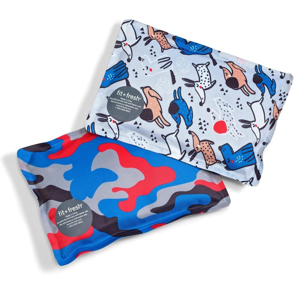 imageFit ampamp Fresh Cool Coolers 2 Pack Soft Ice for Lunch Bags Flexible Stretch Nylon Durable Reusable Lunch Box Ice Packs Soft Ice Reusable Freezer Packs Lunch Ice Easy to Clean Taupe CheckerboardHappy Dogs