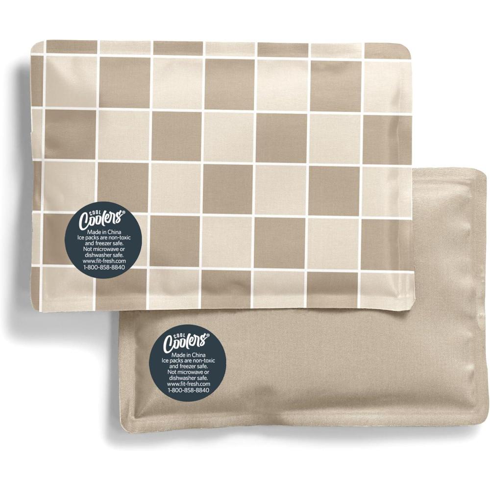 imageFit ampamp Fresh Cool Coolers 2 Pack Soft Ice for Lunch Bags Flexible Stretch Nylon Durable Reusable Lunch Box Ice Packs Soft Ice Reusable Freezer Packs Lunch Ice Easy to Clean Taupe CheckerboardTaupe Checkerboard