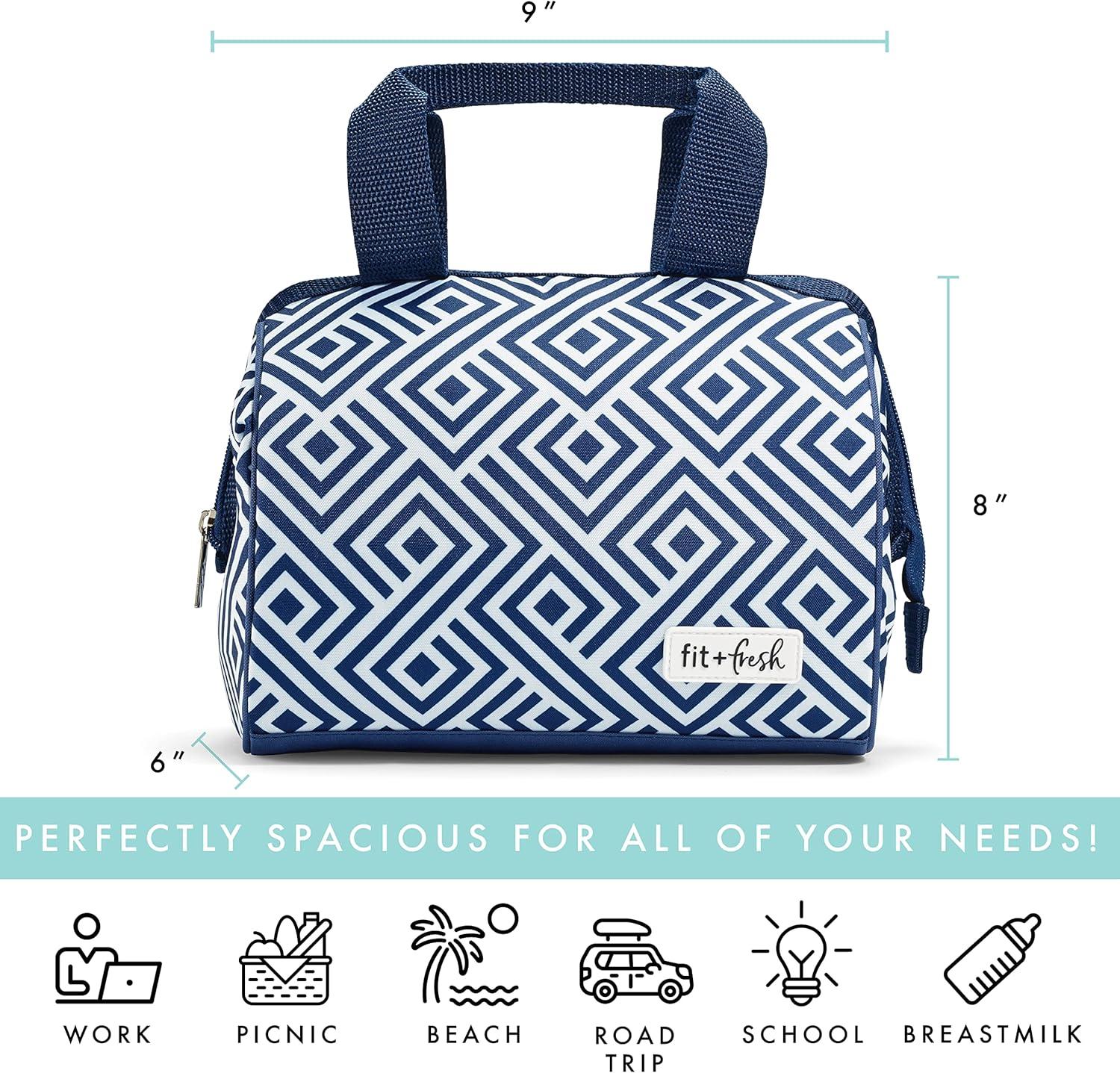 imageFit ampamp Fresh Charlotte Adult Insulated Lunch Bag with Carry Handles Graphic CheetahNavy Sketch Diamonds