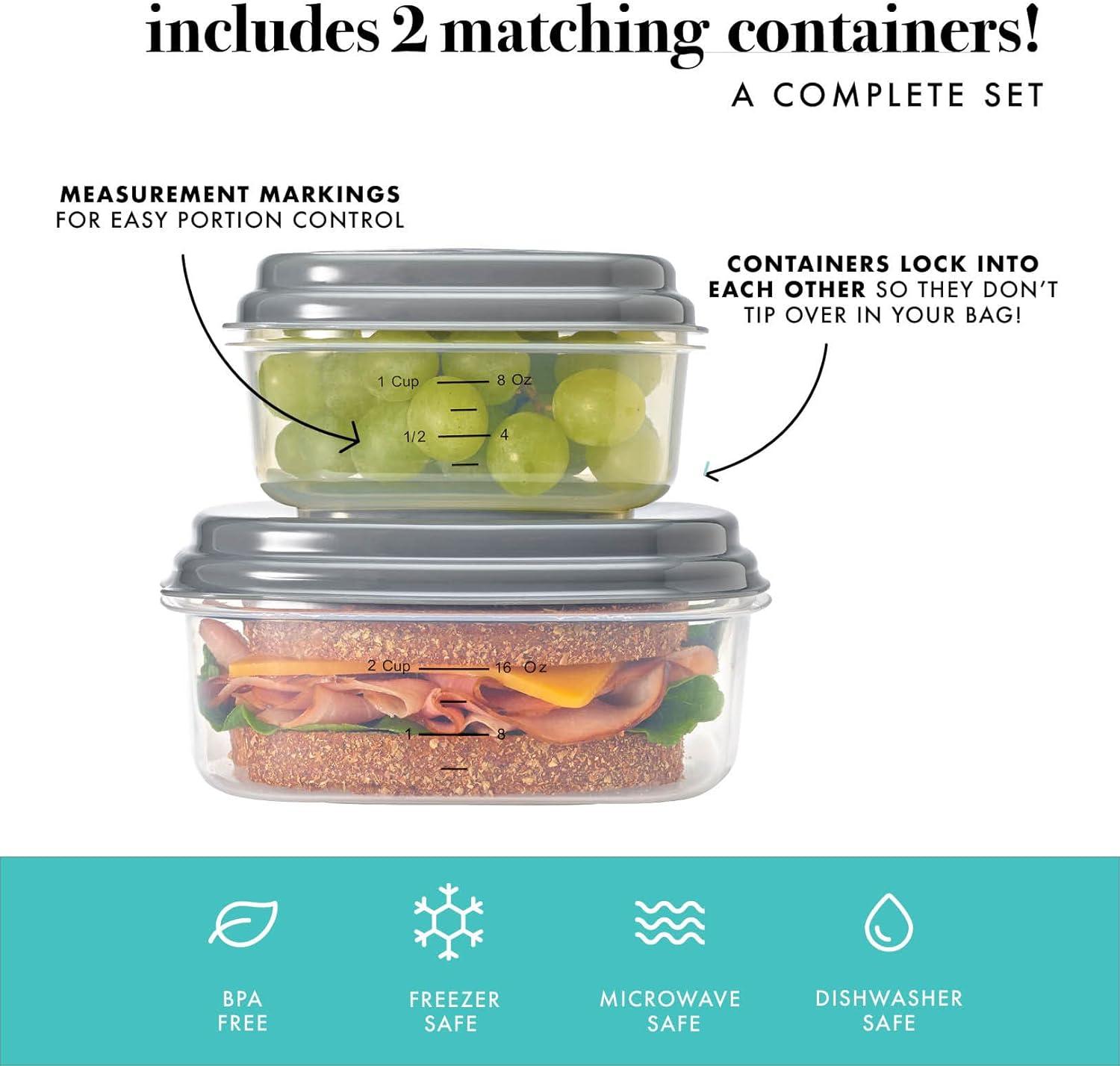 imageFit ampamp Fresh Cloverdale Adult Insulated Lunch Bag with Side Pouch ampamp Carry Handles Complete Lunch Kit Includes 2 Containers Botanical Silo NavyLemon Spring