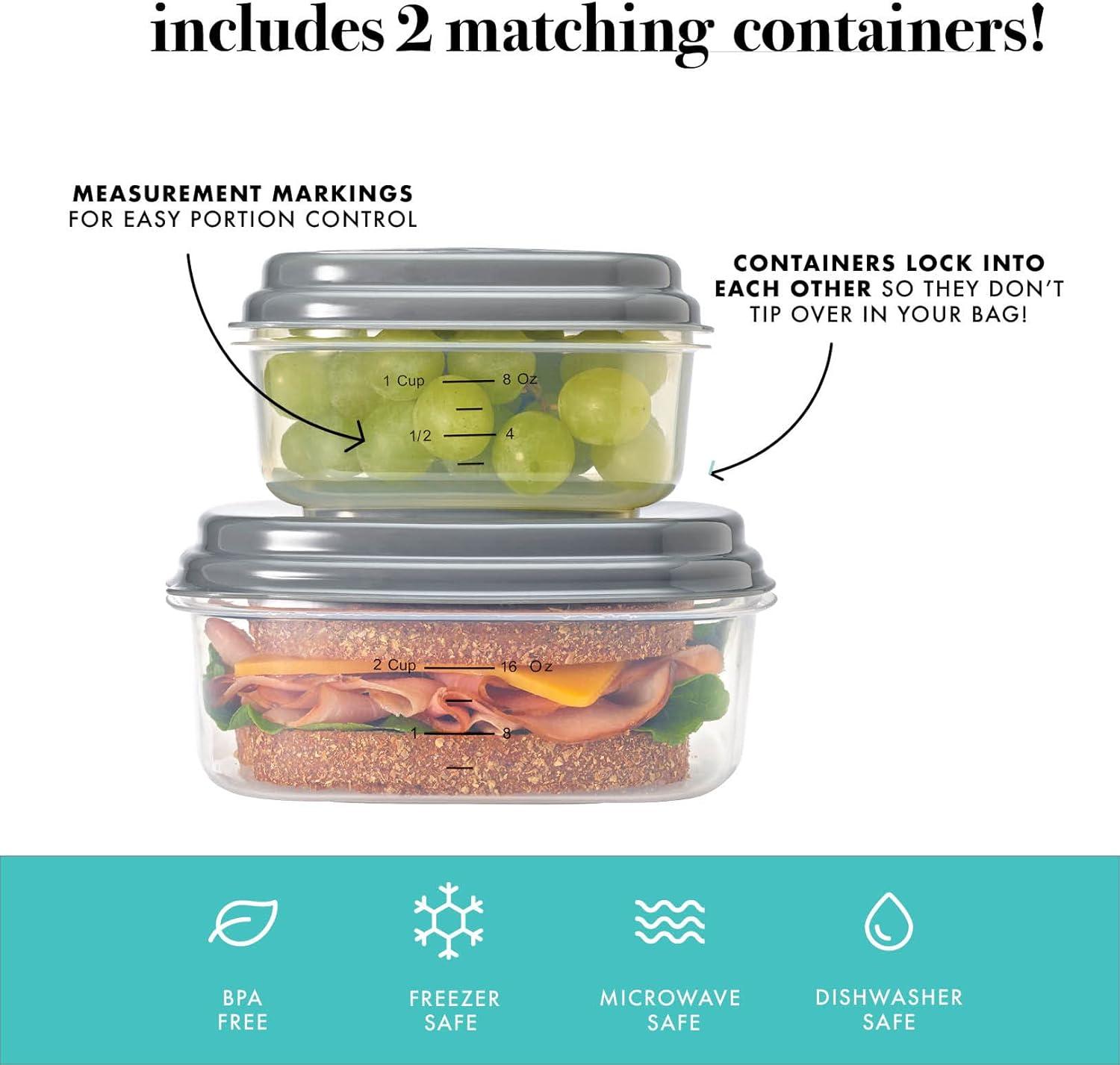 imageFit ampamp Fresh Cloverdale Adult Insulated Lunch Bag with Side Pouch ampamp Carry Handles Complete Lunch Kit Includes 2 Containers Botanical Silo NavyColorful Stripe