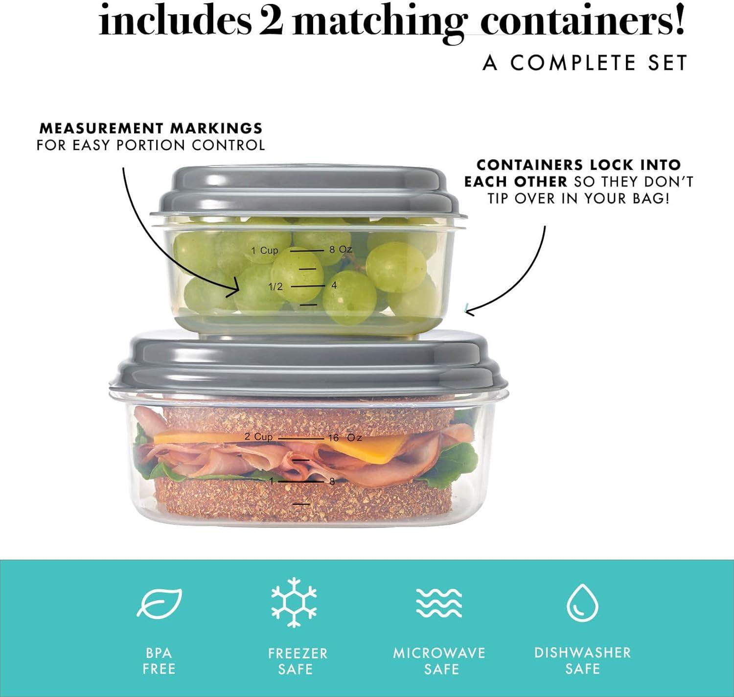 imageFit ampamp Fresh Cloverdale Adult Insulated Lunch Bag with Side Pouch ampamp Carry Handles Complete Lunch Kit Includes 2 Containers Botanical Silo NavyBotanical Silo Navy