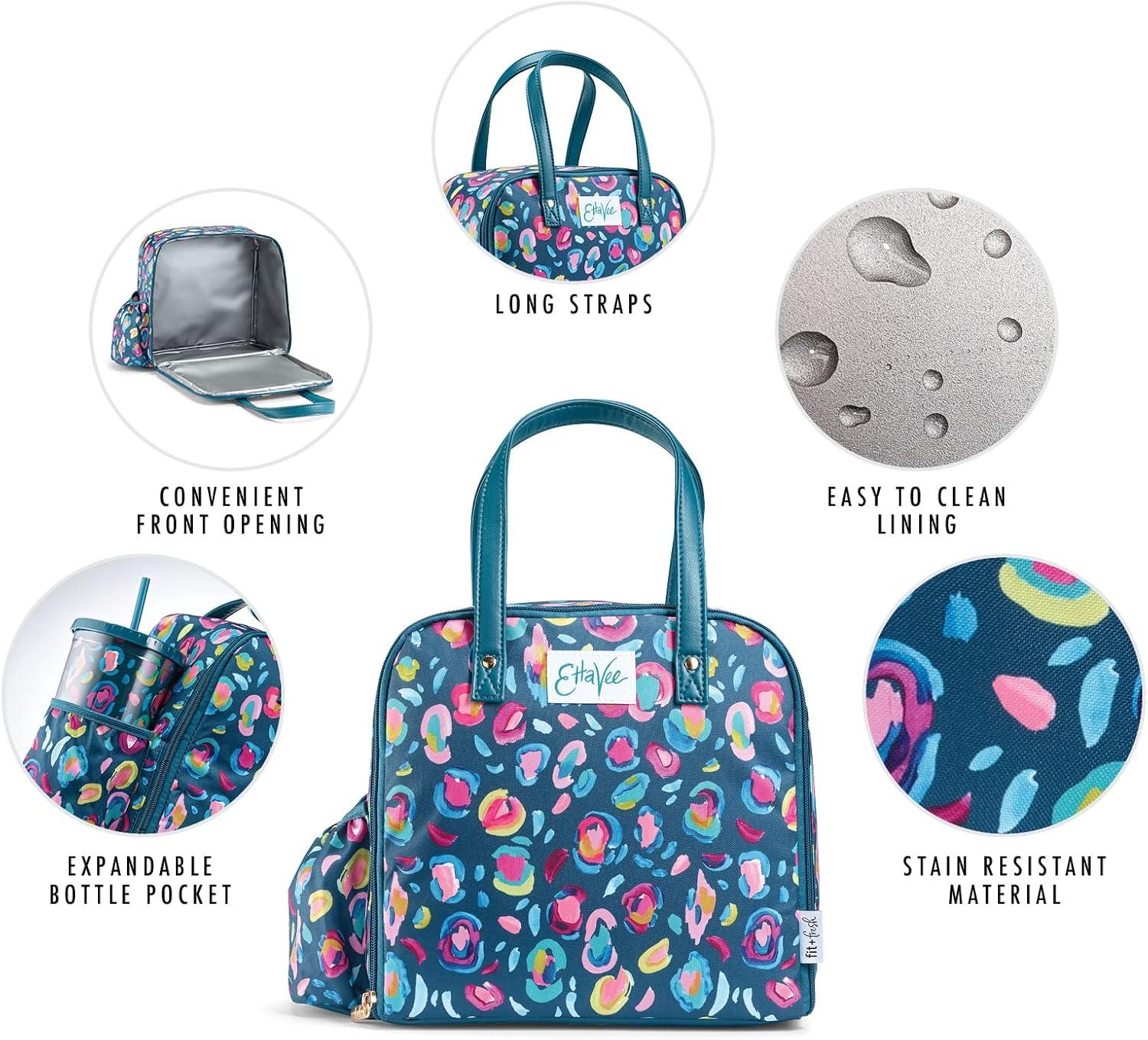 imageFit ampamp Fresh Lunch Bag For Women Insulated Womens Lunch Bag For Work Leakproof ampamp StainResistant Large Lunch Box For Women With Containers Tumbler and Ice Pack Zipper Closure Wichita Bag X SpotTeal Leopard