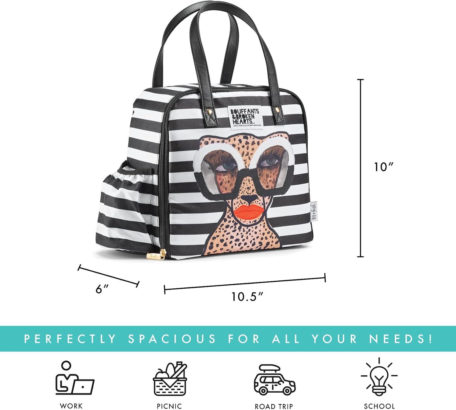 imageFit ampamp Fresh Lunch Bag For Women Insulated Womens Lunch Bag For Work Leakproof ampamp StainResistant Large Lunch Box For Women With Containers Tumbler and Ice Pack Zipper Closure Wichita Bag X SpotBW Glam Cat