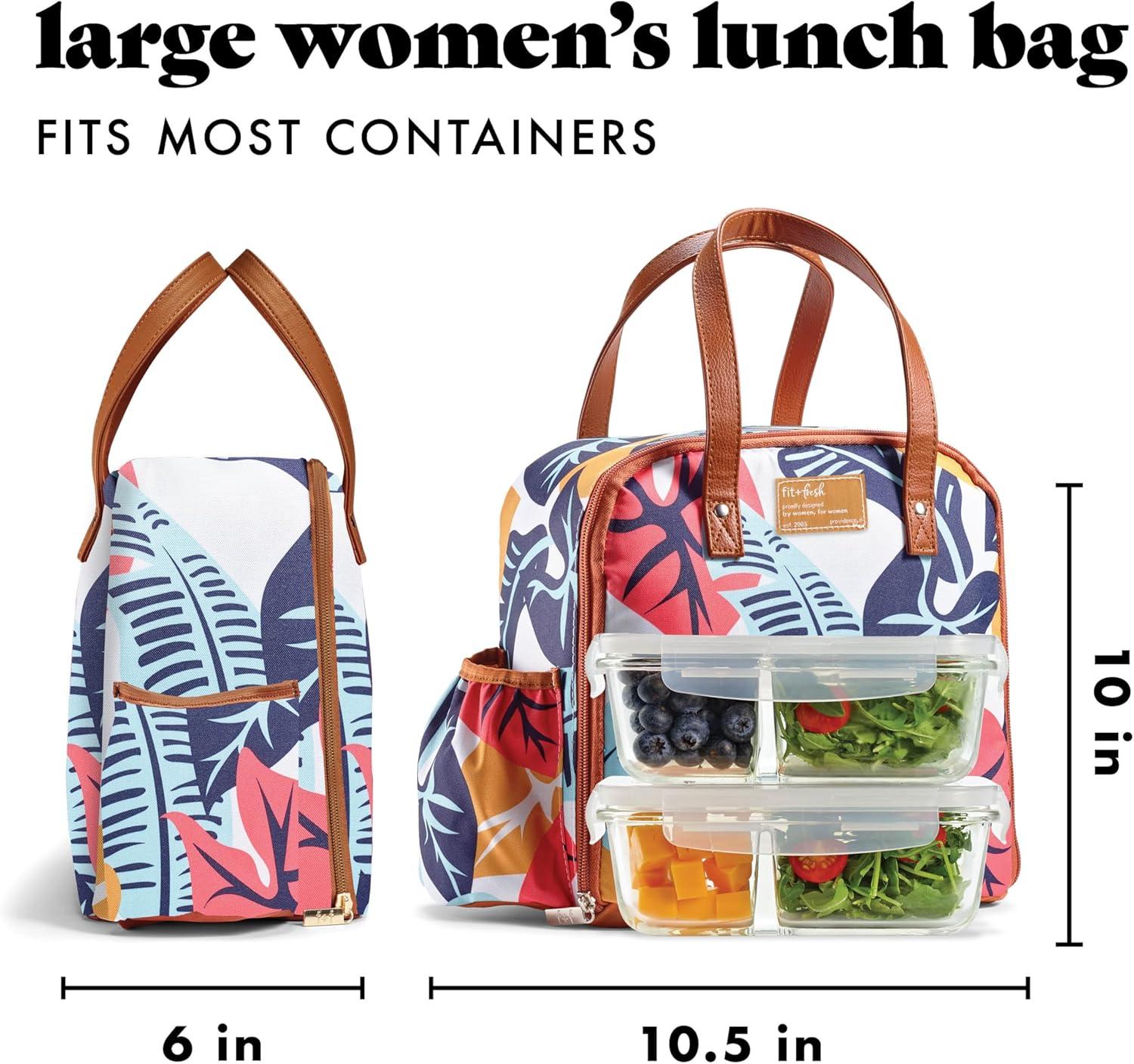 imageFit ampamp Fresh Lunch Bag For Women Insulated Womens Lunch Bag For Work Leakproof ampamp StainResistant Large Lunch Box For Women With Containers Tumbler and Ice Pack Zipper Closure Wichita Bag X SpotSilver