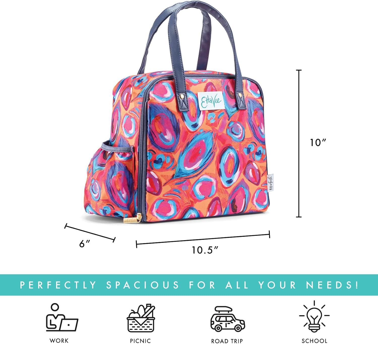 imageFit ampamp Fresh Lunch Bag For Women Insulated Womens Lunch Bag For Work Leakproof ampamp StainResistant Large Lunch Box For Women With Containers Tumbler and Ice Pack Zipper Closure Wichita Bag X SpotAbstract Peacock
