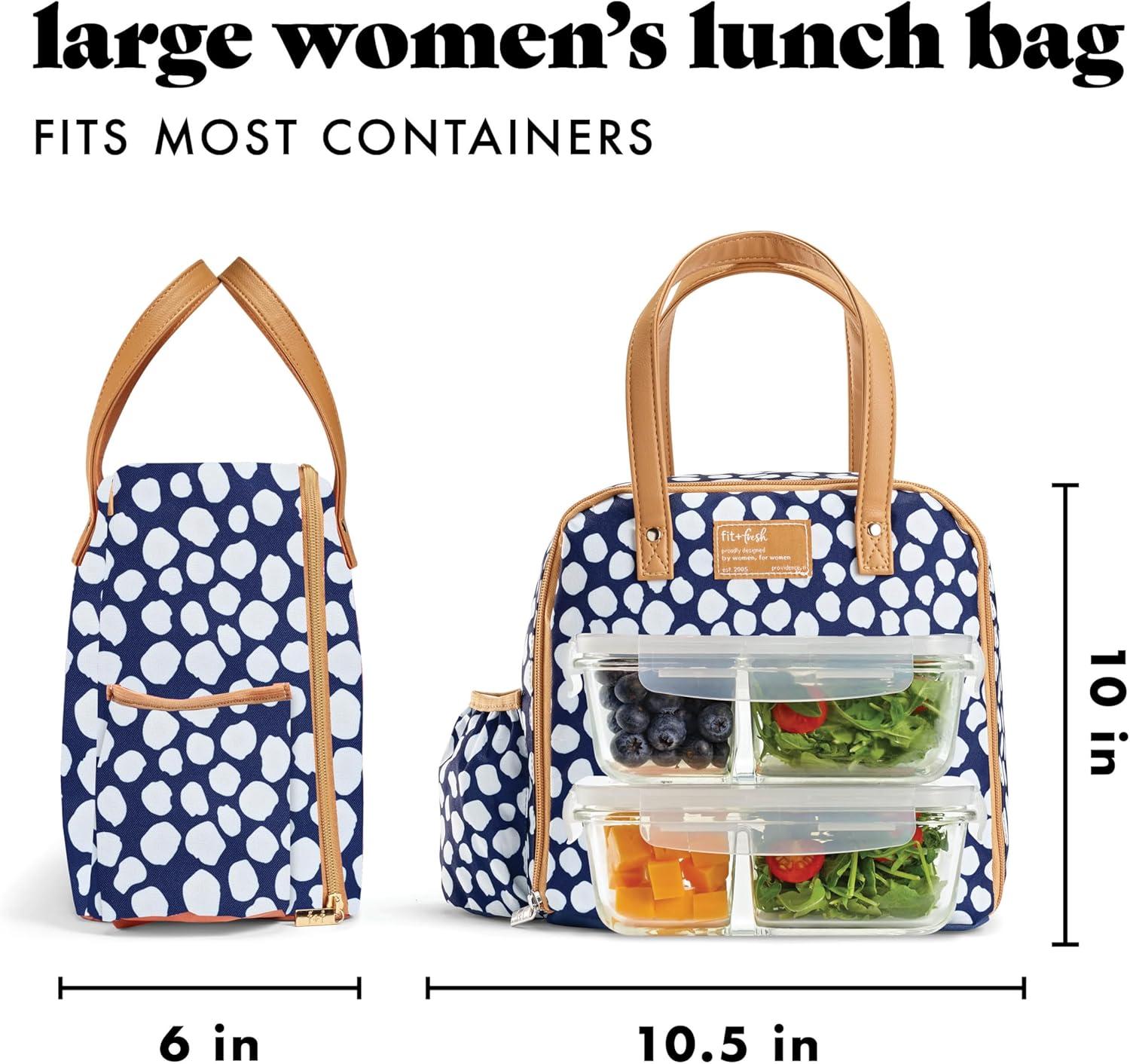 imageFit ampamp Fresh Lunch Bag For Women Insulated Womens Lunch Bag For Work Leakproof ampamp StainResistant Large Lunch Box For Women With Containers Tumbler and Ice Pack Zipper Closure Wichita Bag X SpotNavy