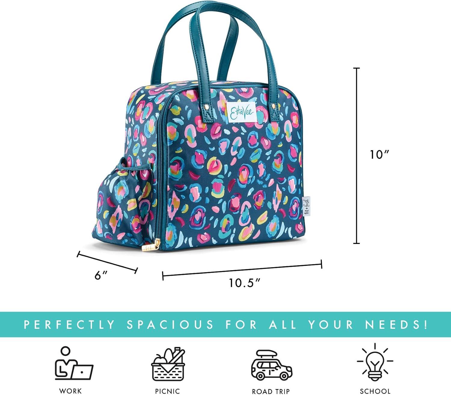 imageFit ampamp Fresh Lunch Bag For Women Insulated Womens Lunch Bag For Work Leakproof ampamp StainResistant Large Lunch Box For Women With Containers Tumbler and Ice Pack Zipper Closure Wichita Bag X SpotTeal Leopard