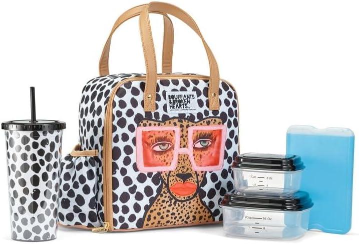 imageFit ampamp Fresh Lunch Bag For Women Insulated Womens Lunch Bag For Work Leakproof ampamp StainResistant Large Lunch Box For Women With Containers Tumbler and Ice Pack Zipper Closure Wichita Bag X SpotTropical Glam Cat