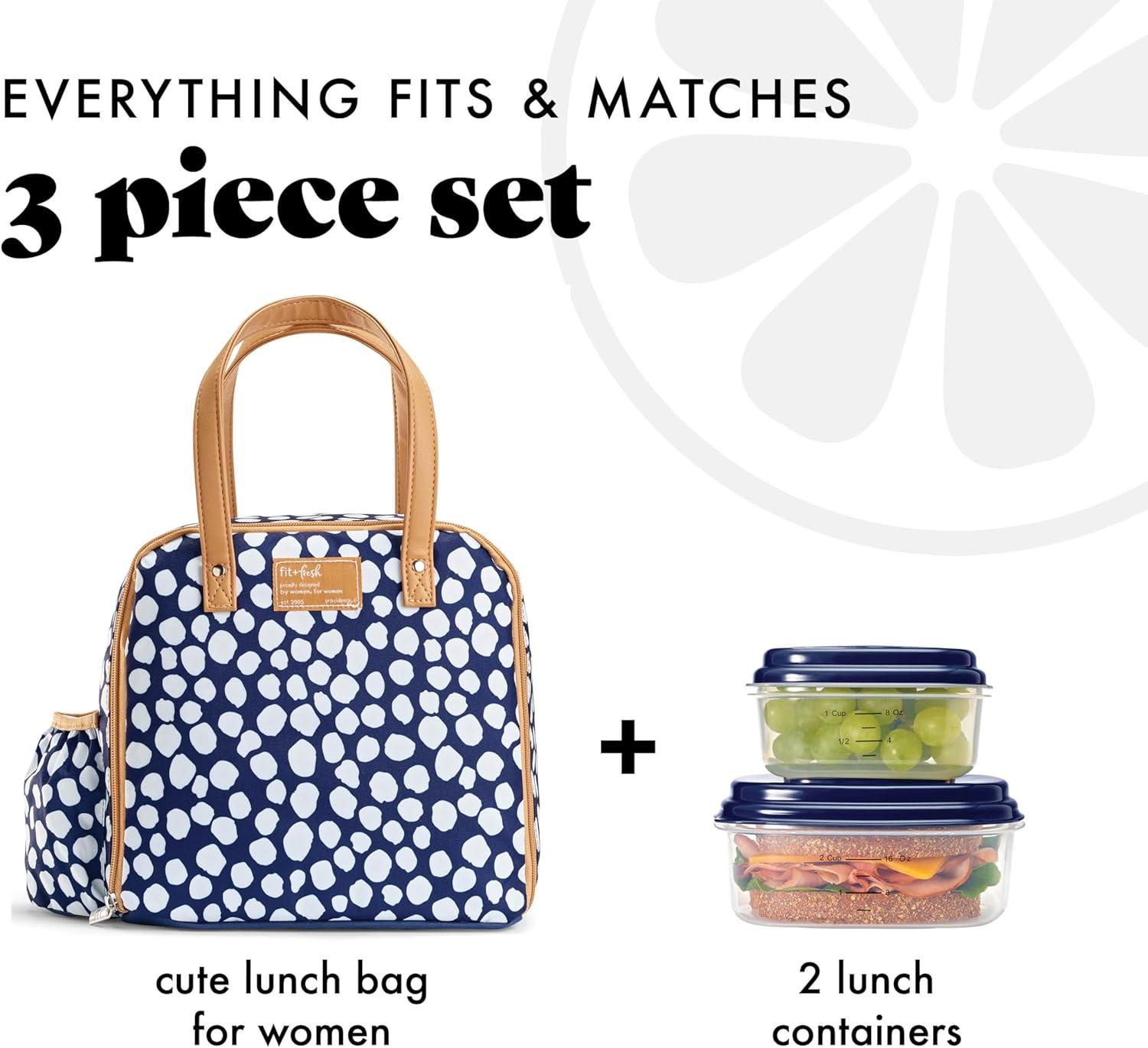 imageFit ampamp Fresh Lunch Bag For Women Insulated Womens Lunch Bag For Work Leakproof ampamp StainResistant Large Lunch Box For Women With Containers Tumbler and Ice Pack Zipper Closure Wichita Bag X SpotNavy