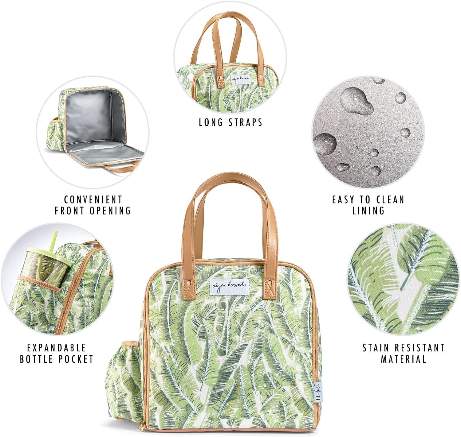 imageFit ampamp Fresh Lunch Bag For Women Insulated Womens Lunch Bag For Work Leakproof ampamp StainResistant Large Lunch Box For Women With Containers Tumbler and Ice Pack Zipper Closure Wichita Bag X SpotPalm Leaves