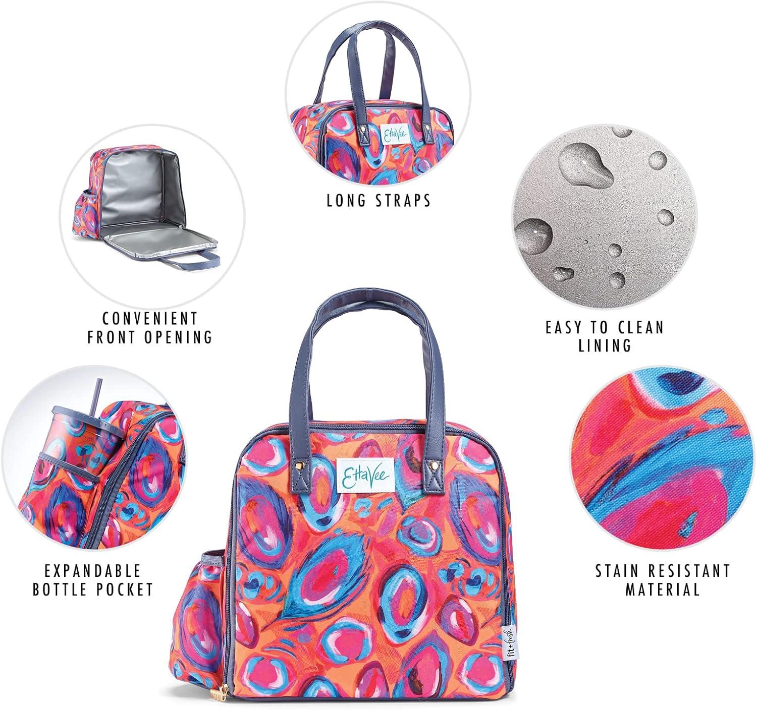 imageFit ampamp Fresh Lunch Bag For Women Insulated Womens Lunch Bag For Work Leakproof ampamp StainResistant Large Lunch Box For Women With Containers Tumbler and Ice Pack Zipper Closure Wichita Bag X SpotAbstract Peacock